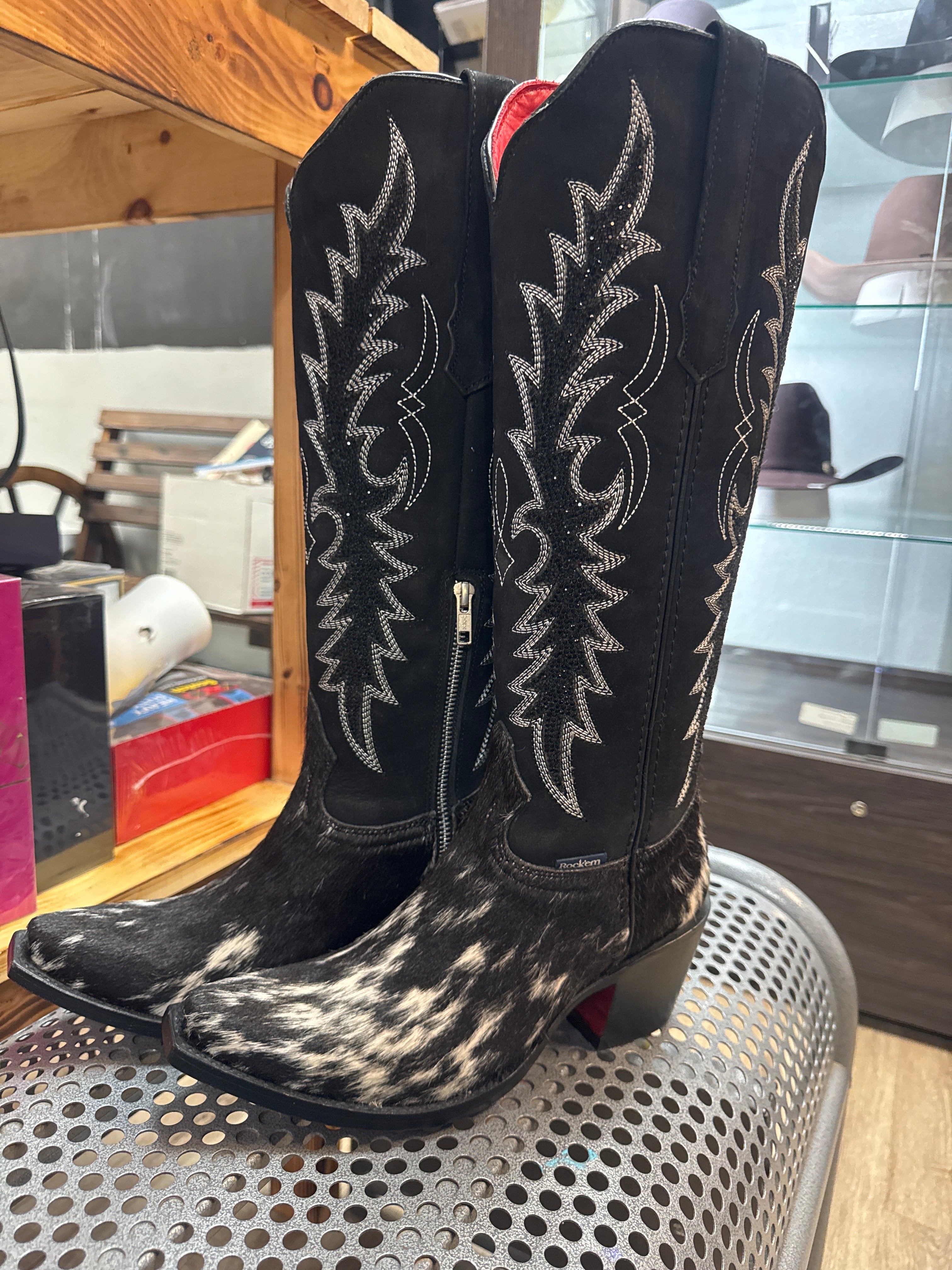 Cowhide ROCK'EM Boots-Women 7.5