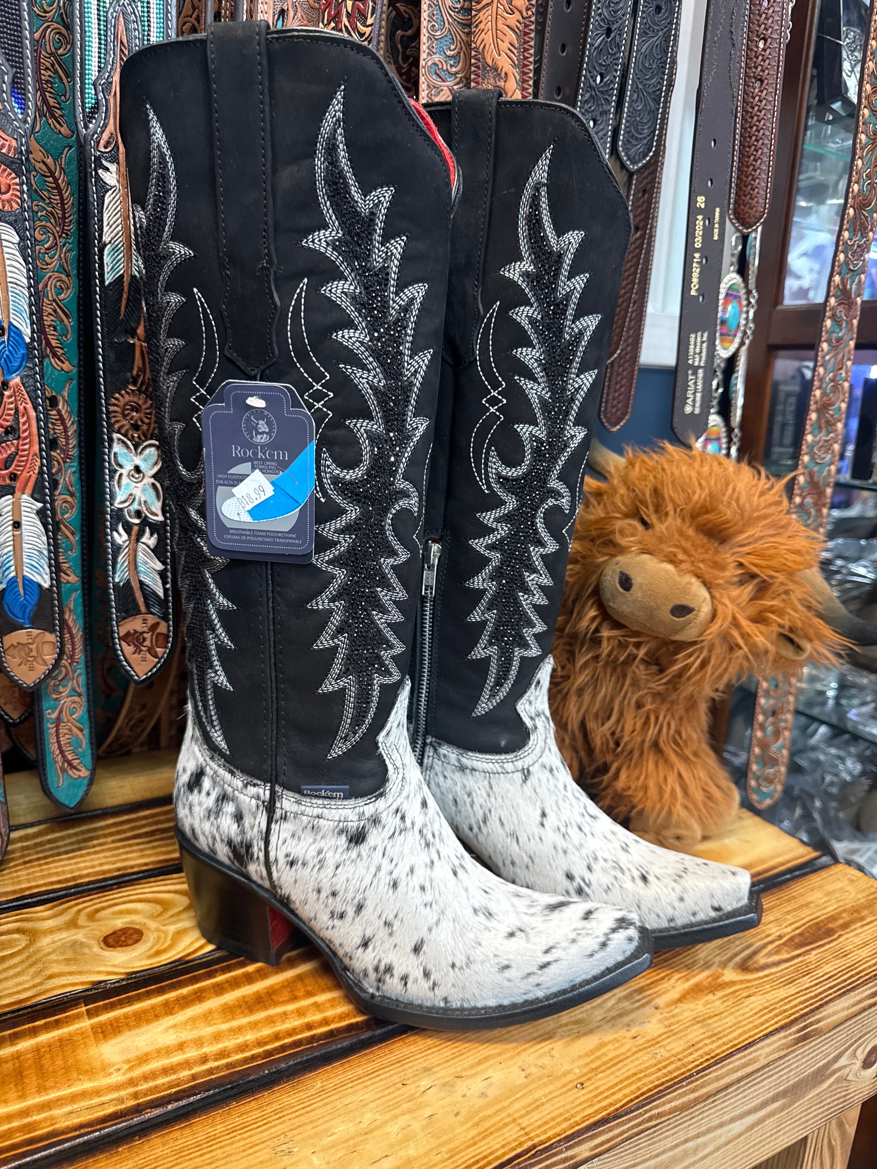 Cowhide ROCK'EM Boots-Women 6.5