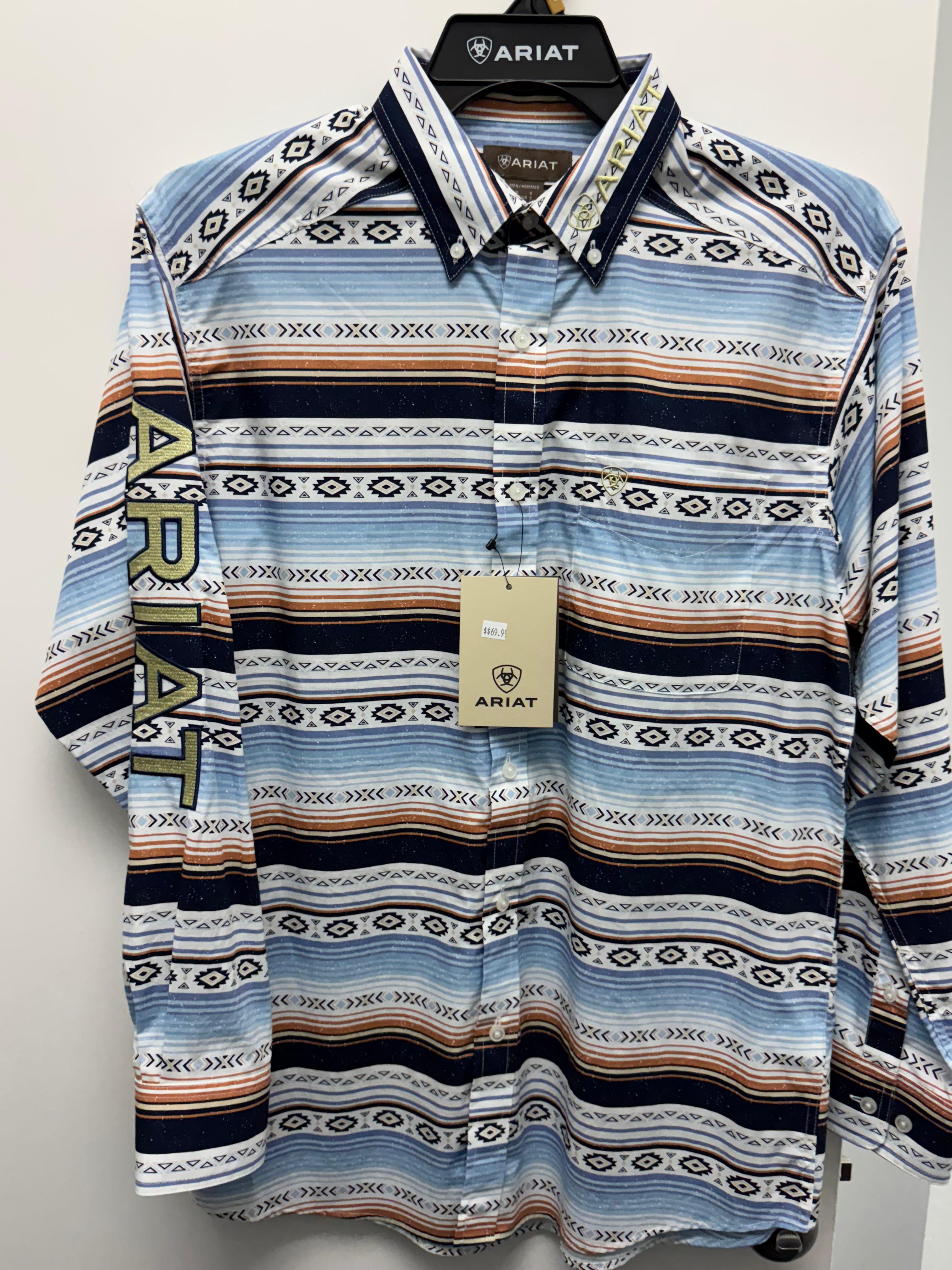 ARIAT-Blue Gold Aztec-LS-Adult