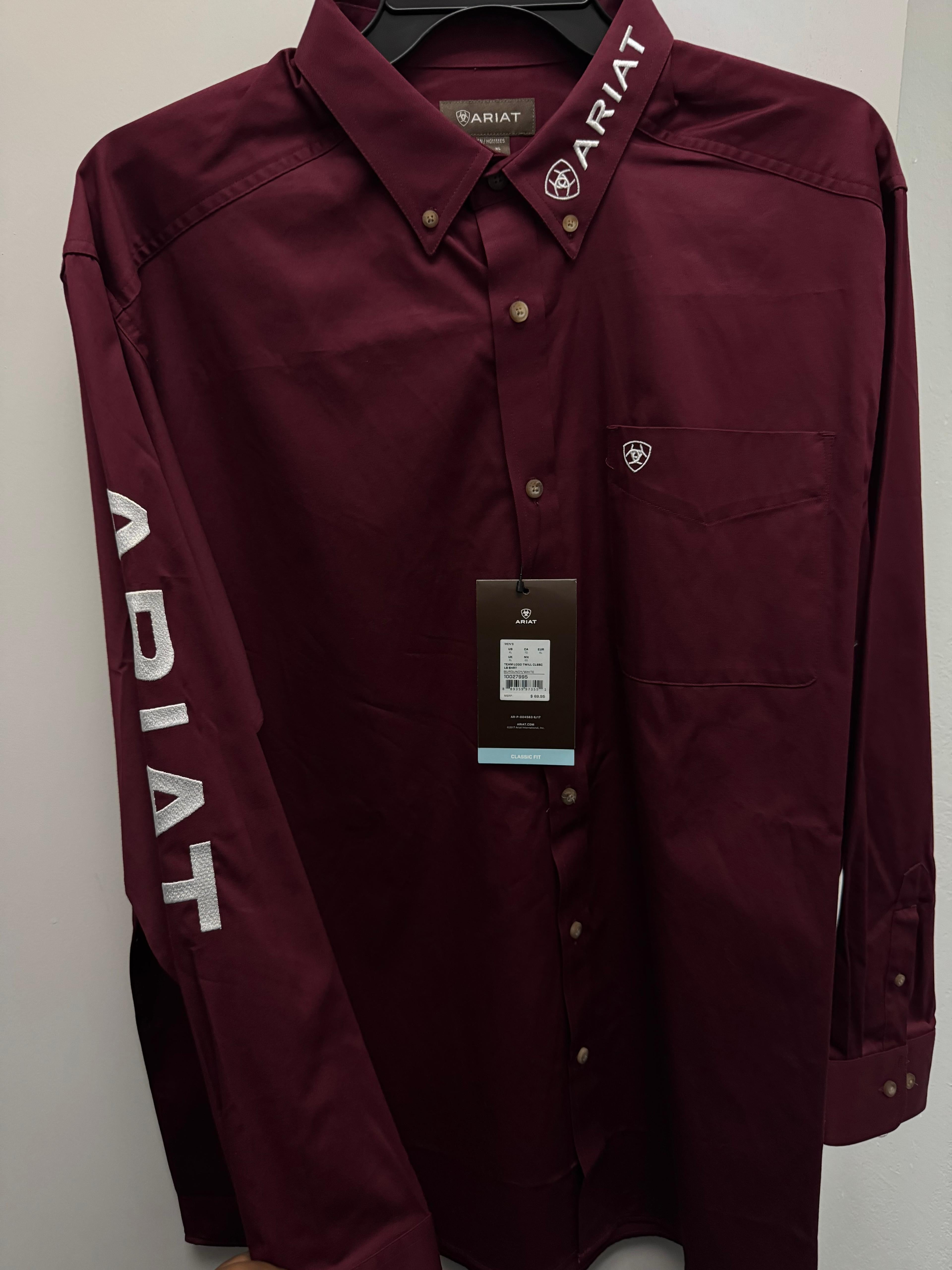 ARIAT-Solid Burgandy-LS-Adult
