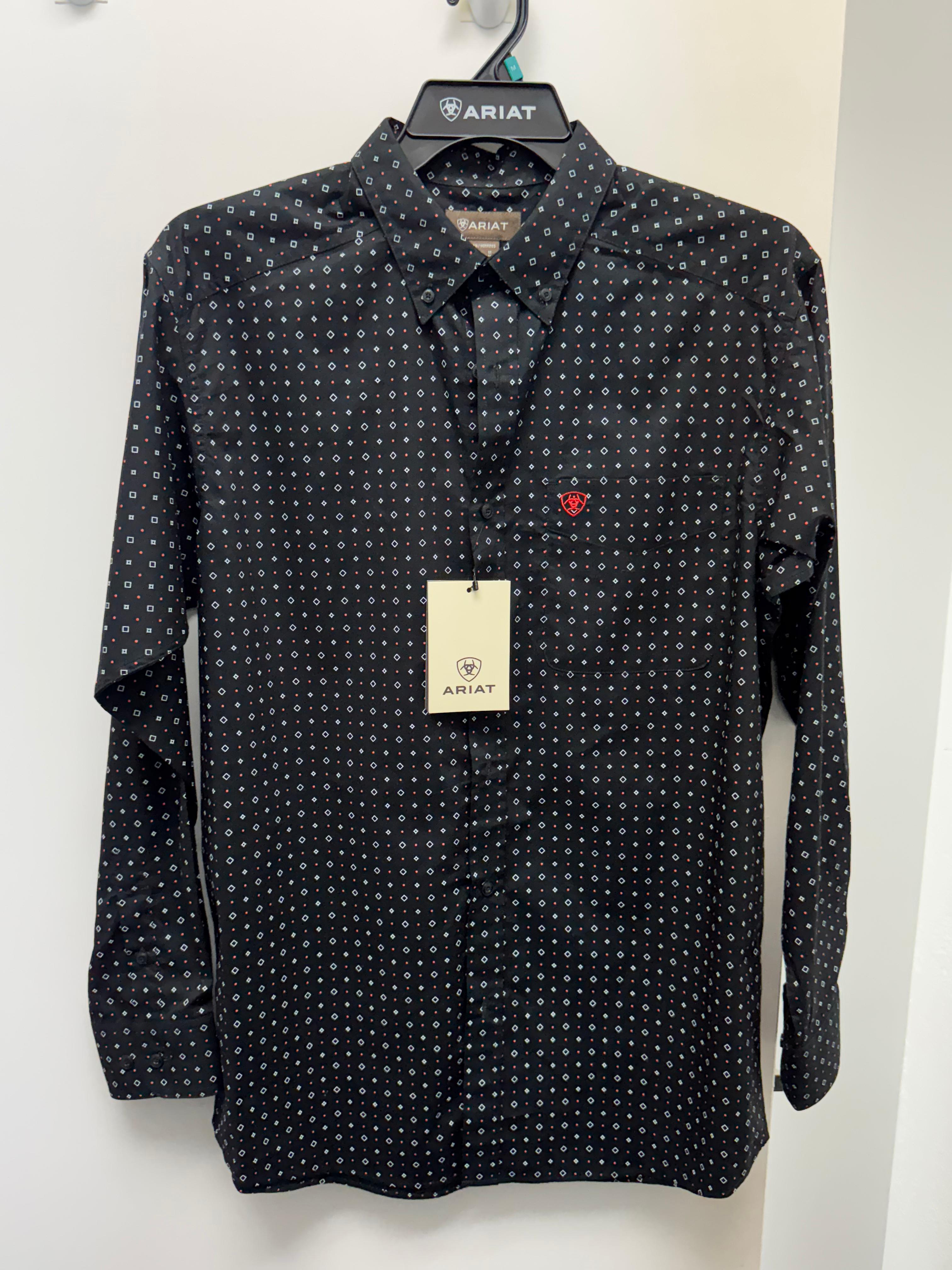 ARIAT-Black/Red Dotted-LS-Adult