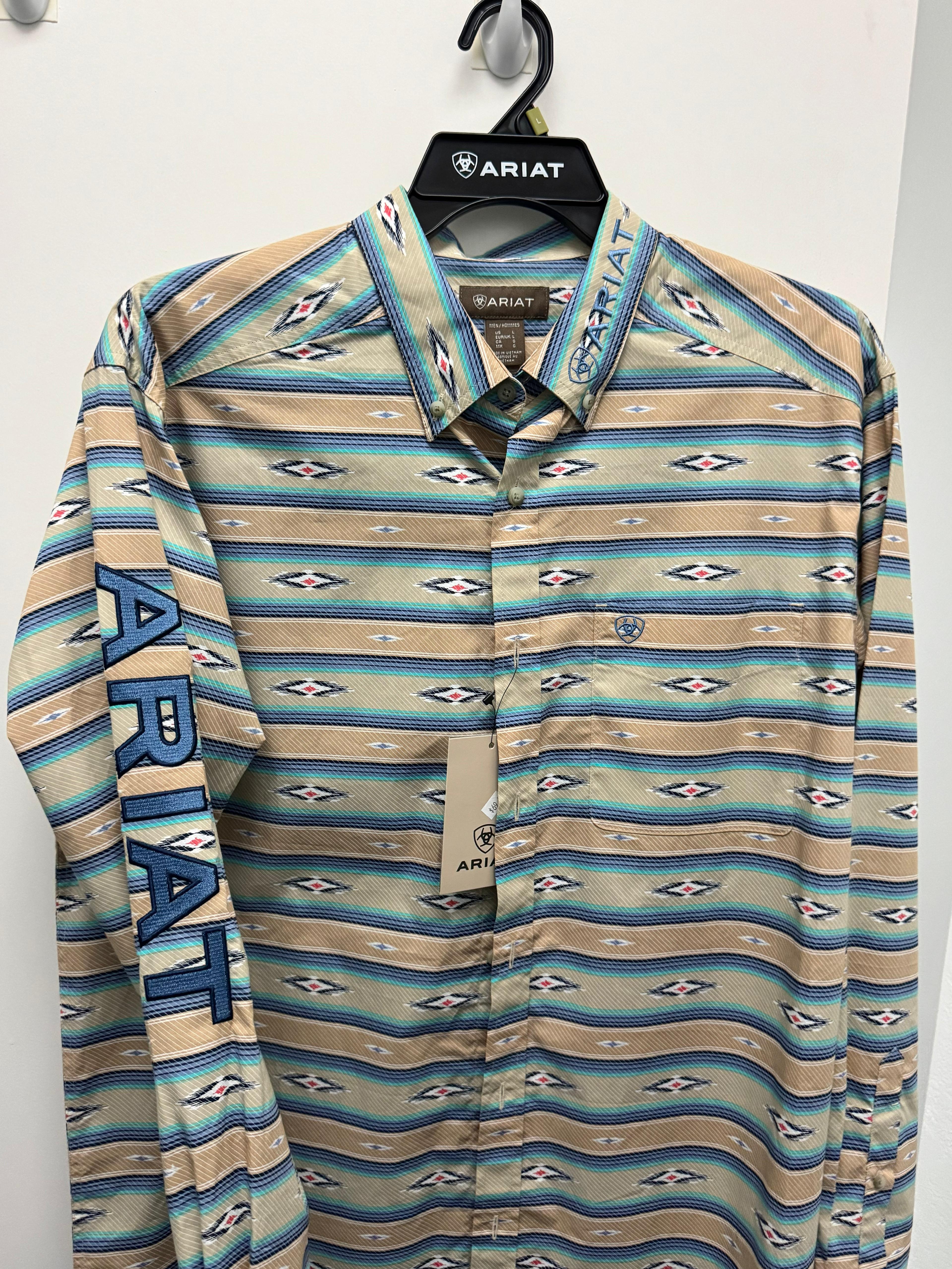 ARIAT-Khaki Aztec-LS-Adult