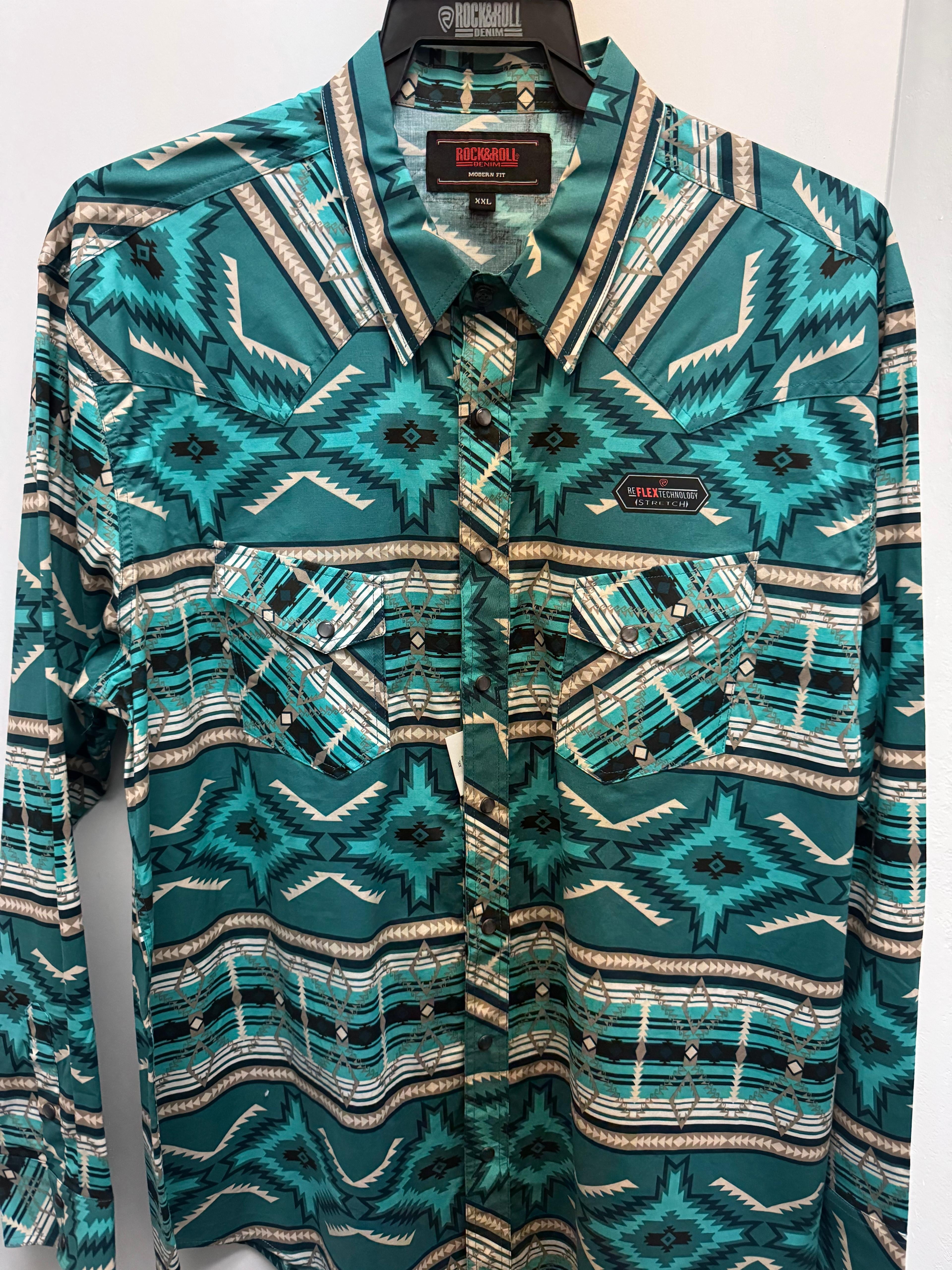 R&R-Aqua Aztec-LS-Adult