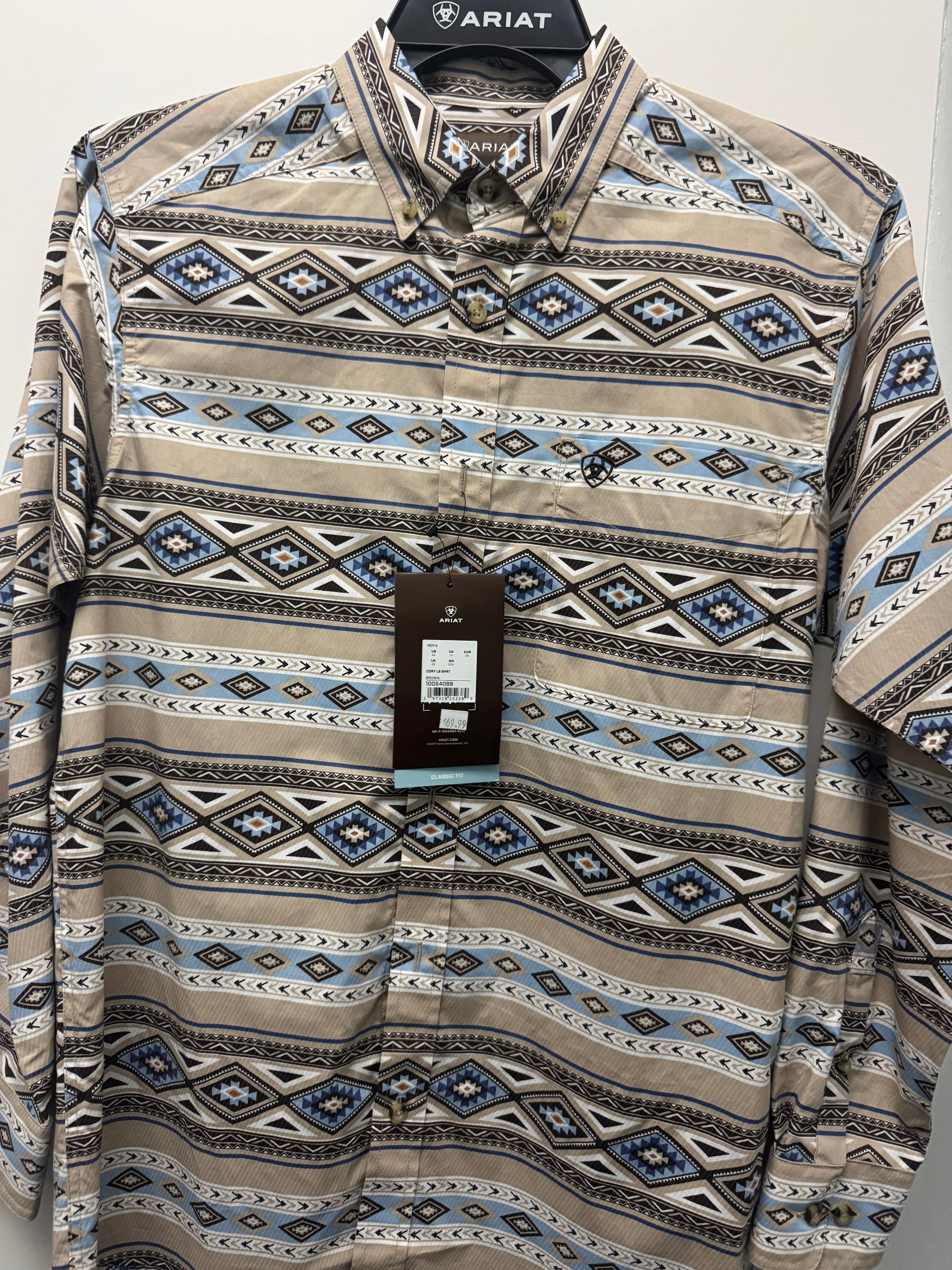 ARIAT-Beige Aztec-LS-Adult