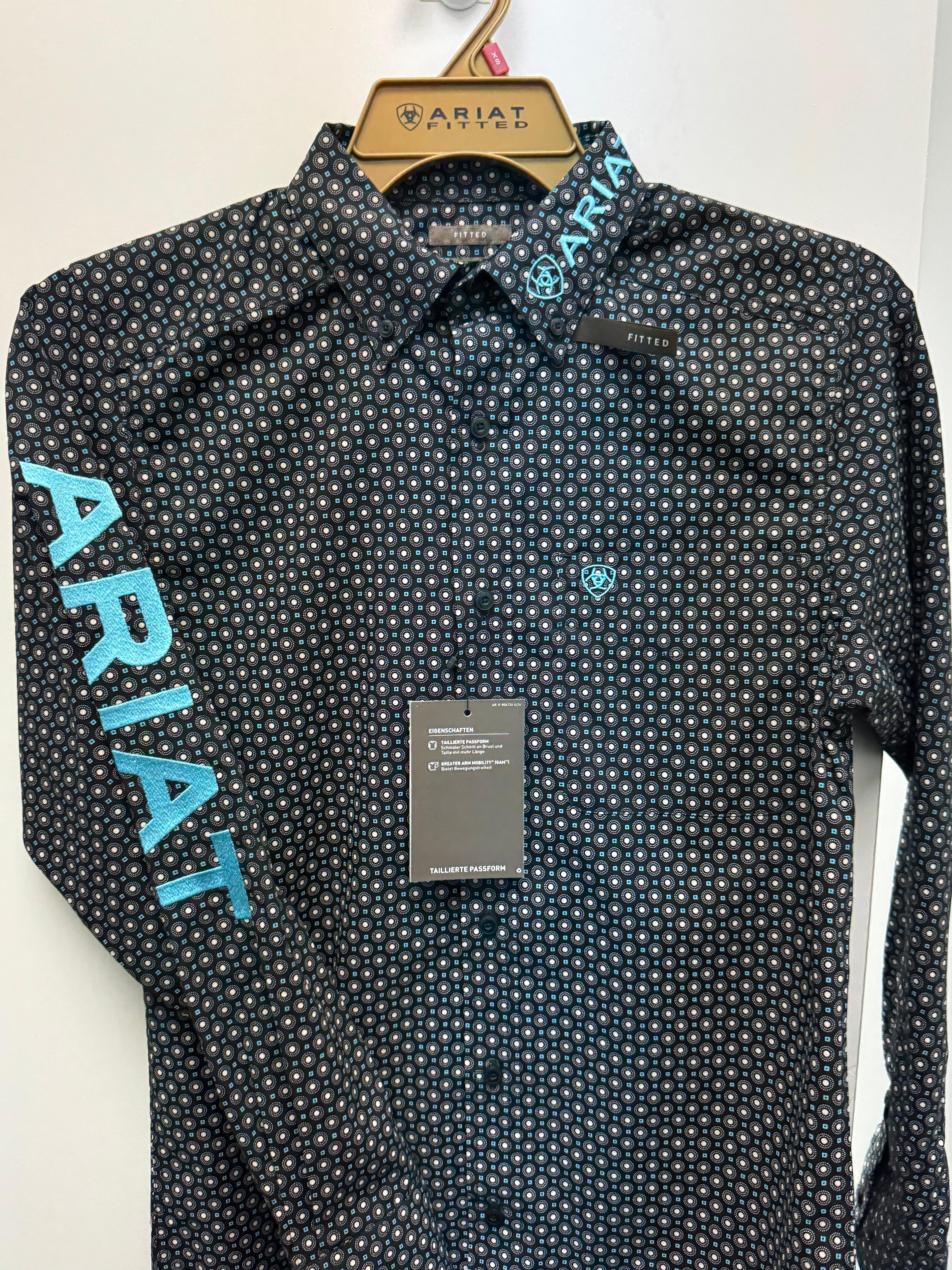 ARIAT-Black/Blue Dotted-LS-Adult
